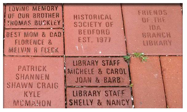 Memorial Bricks at the Bedford Branch Library