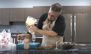 David Ross baking in a kitchen