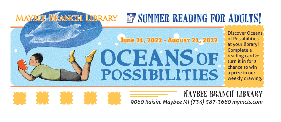 Maybee Branch Adult Summer Reading card
