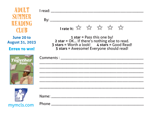 Adult Summer Reading entry slip for Dundee