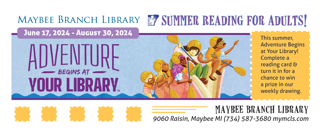 Maybee Branch Library Adult Summer Reading