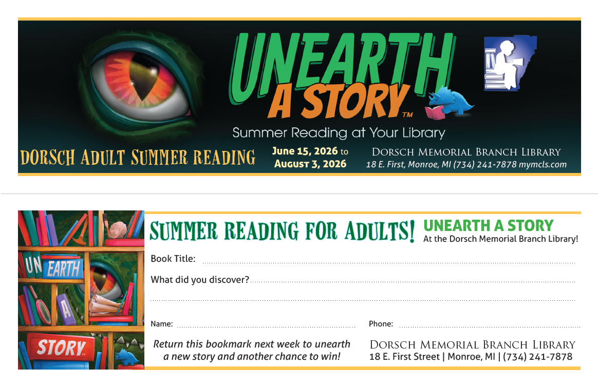 Image of the Dorsch Memorial Branch Library's Adult Summer Reading card
