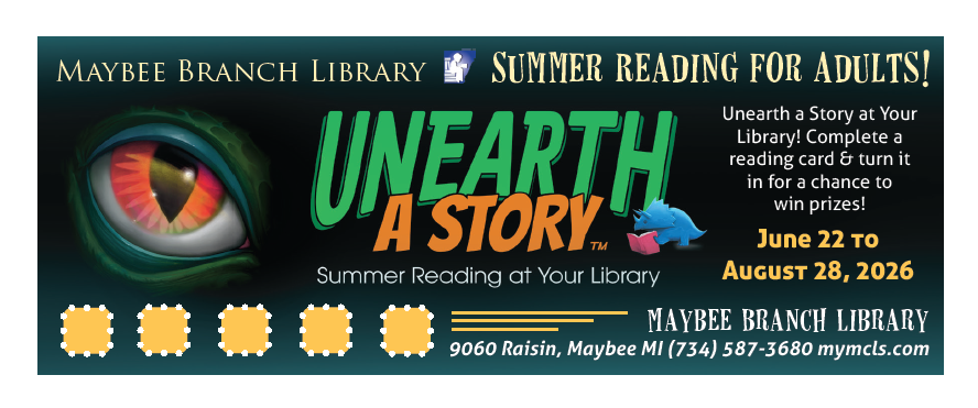 Example image of the Maybee Branch Library's Adult Summer Reading cards