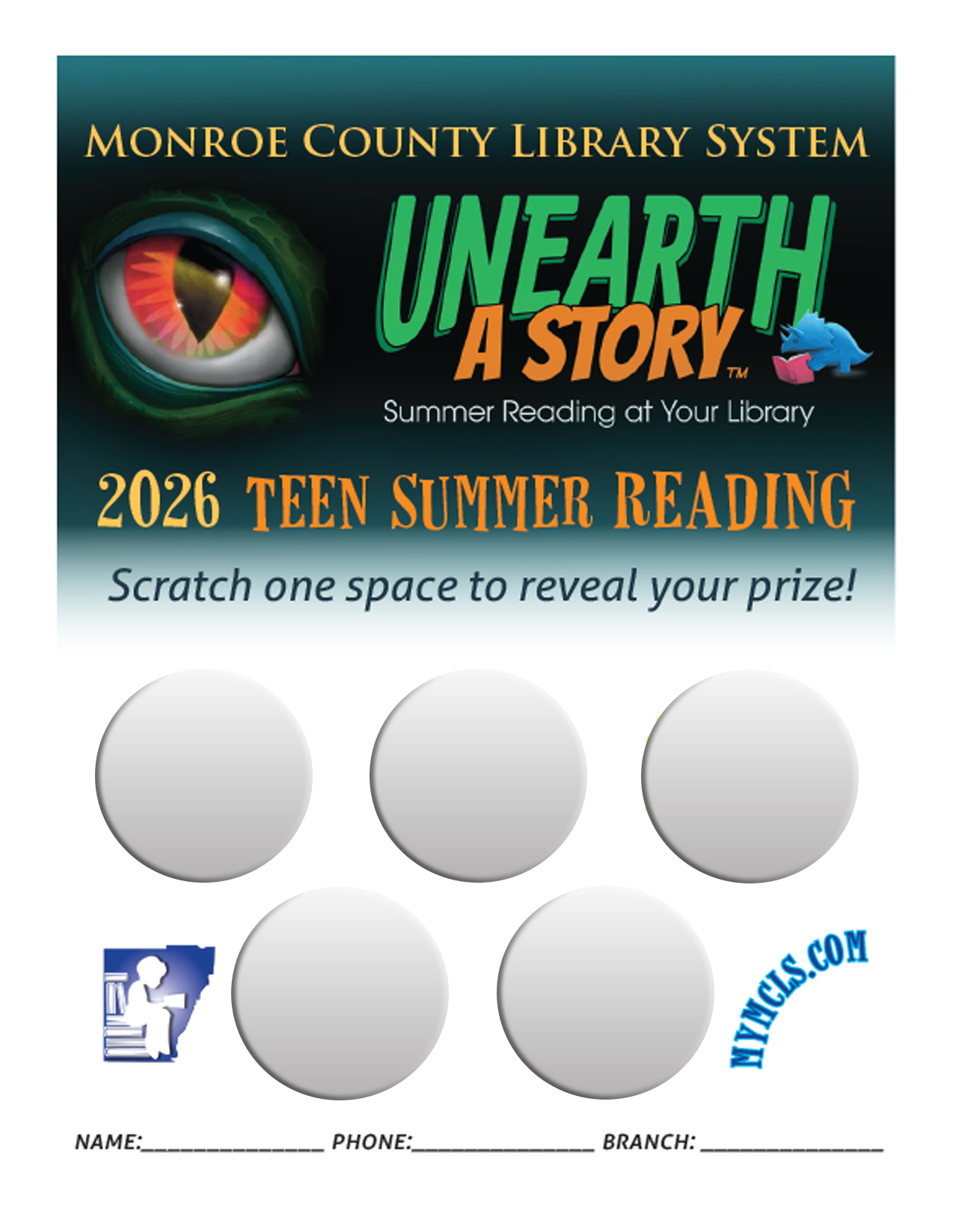 Image of the Unearth a Story Teen Scratch Off Card